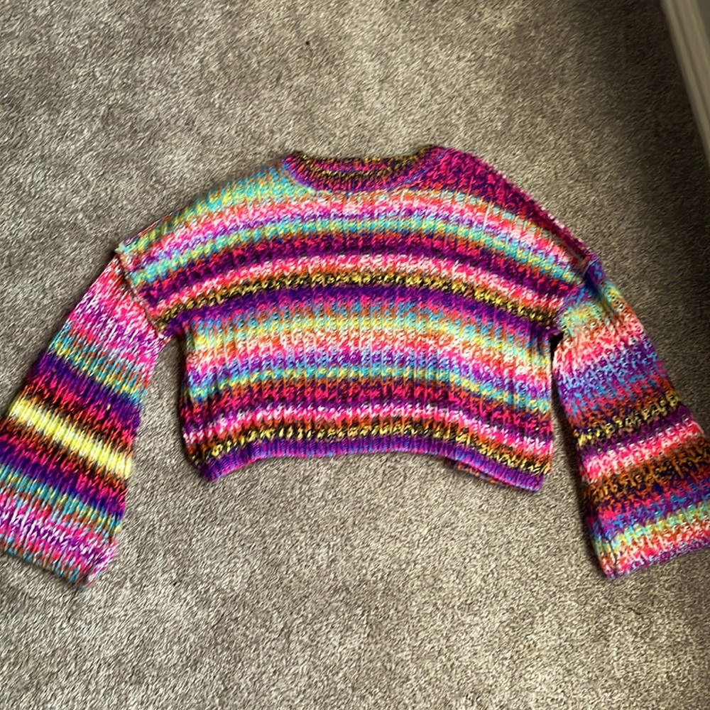 Altar’d State Retro Cropped Colorful Sweater!!